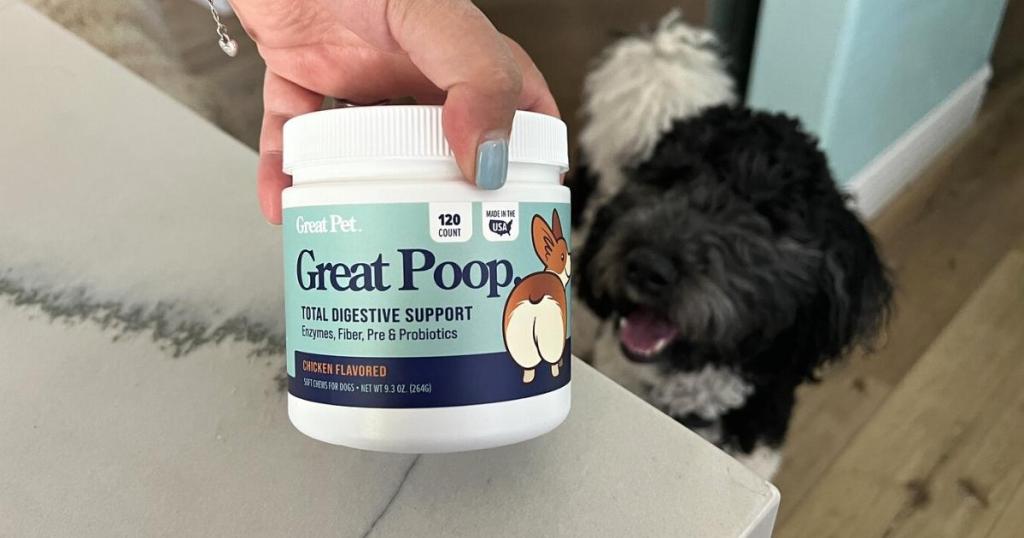 Great Poop Probiotics for Dogs 120-Count Bottle in Chicken-Flavored