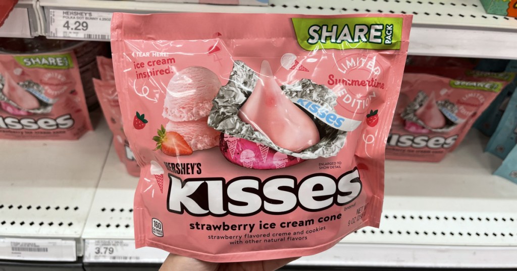 Hershey's Kisses new Strawberry ice cream cone flavor 9oz bag