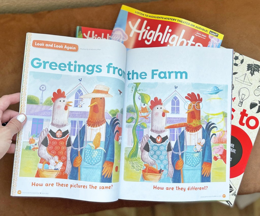 opened page of highlights magazine