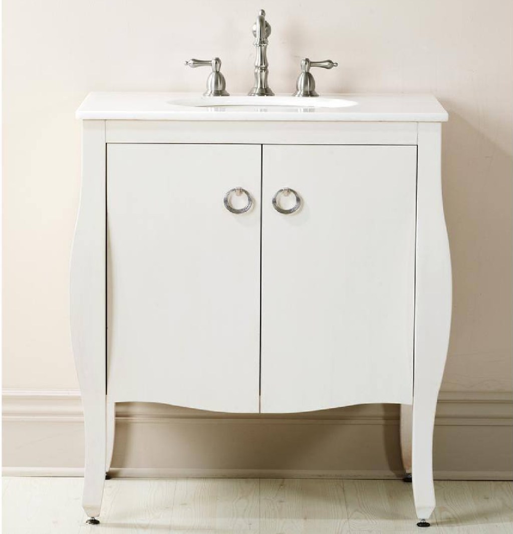Home Decorator's Collection Savoy 31in Wide Bath Vanity in Ivory with Marble Vanity Top w/ White Sink
