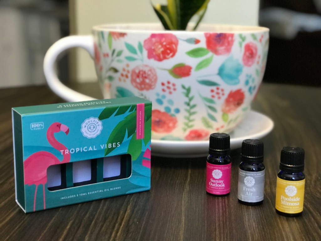 Tropical Essential Oils Displayed On Table