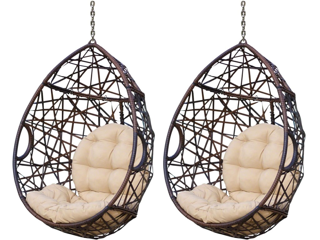 Indoor/Outdoor Wicker Tear Drop Hanging Chair (