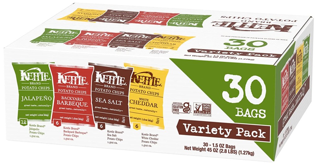 Kettle Brand Potato Chips Variety Pack 1.5oz Bags 30-Count
