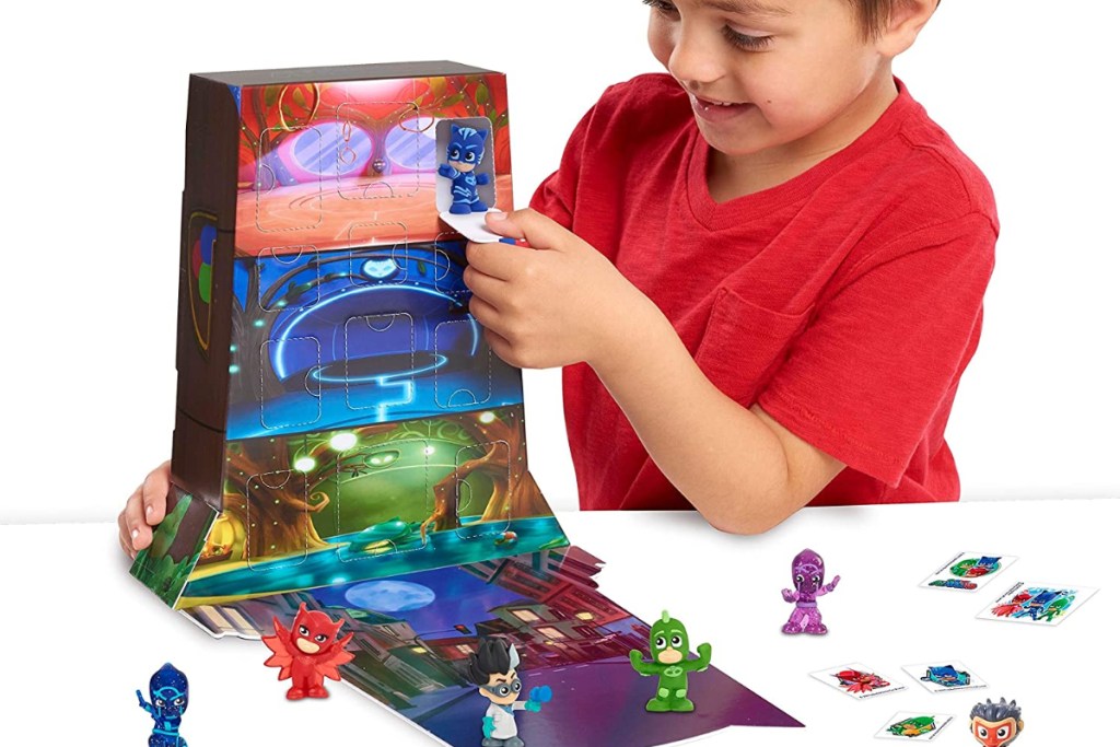 Kid playing with PJ Masks Mystery Box