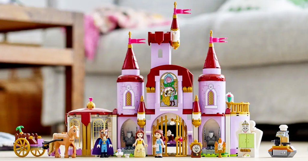 LEGO Disney Belle and the Beast’s Castle set on floor