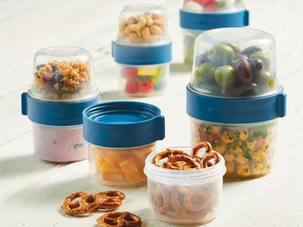 A set of lock n lock stiwst food storage containers