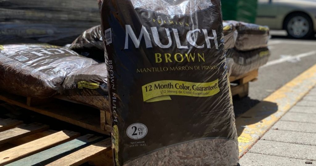 bag of mulch at Lowe's