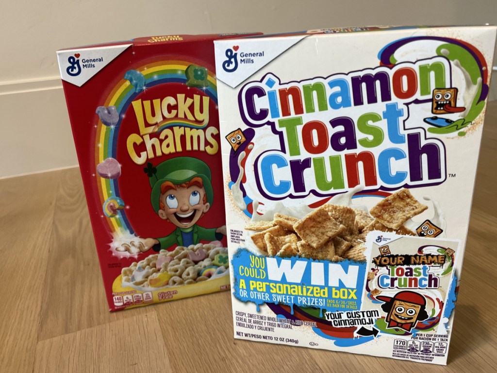 Lucky Charms and Cinnamon Toast Crunch cereals