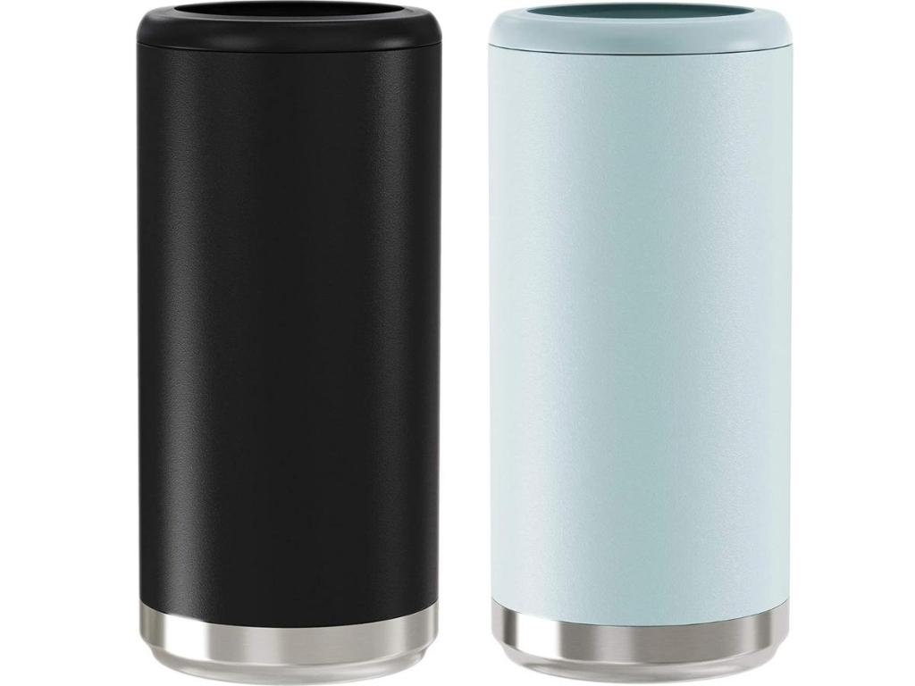 Maars 12oz Skinny Can Cooler, Matte Black and seaglass