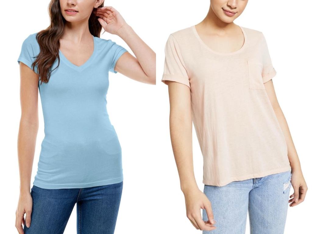 macy's juniors t-shirts in blue and cream