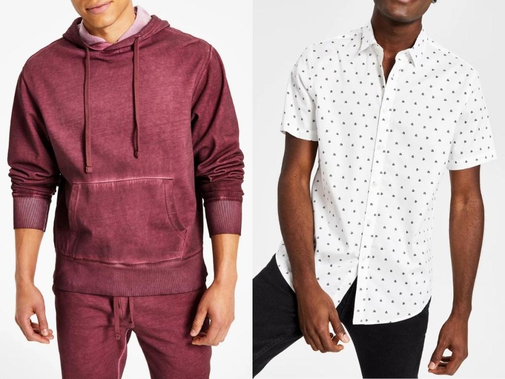 macy's men's hoodie and button down shirt