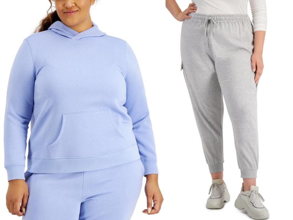 macy's women's plus size sweatshirt and joggers