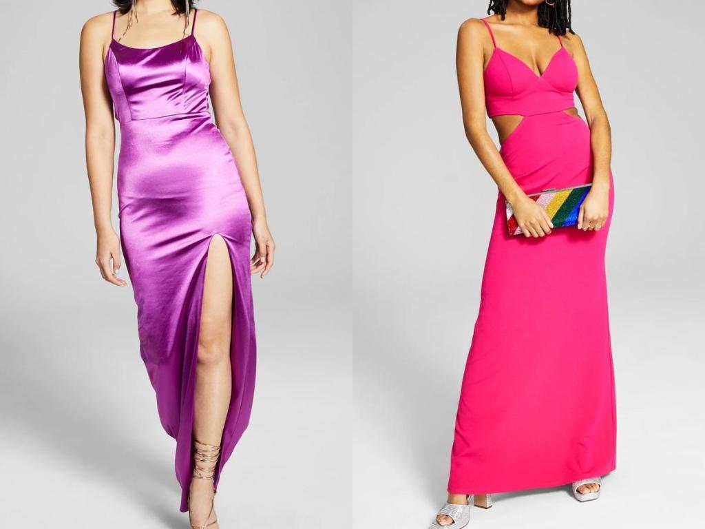 macy's juniors prom dresses in purple and pink
