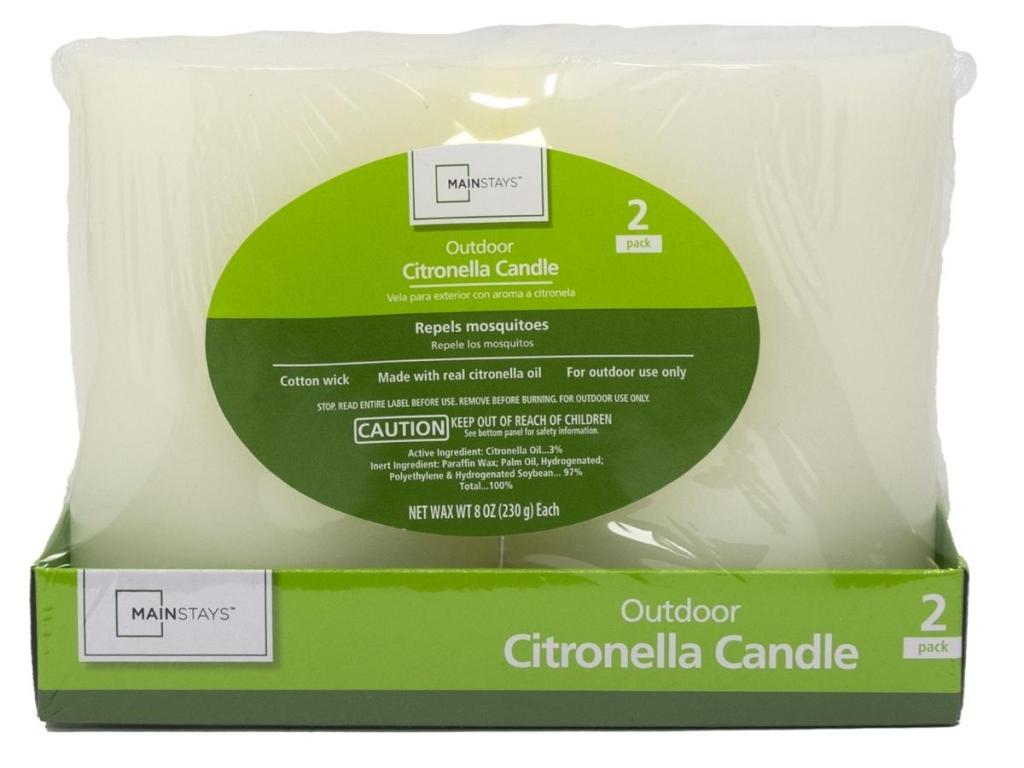 Mainstays 8oz Outside Pillar Citronella Candles 2-Pack