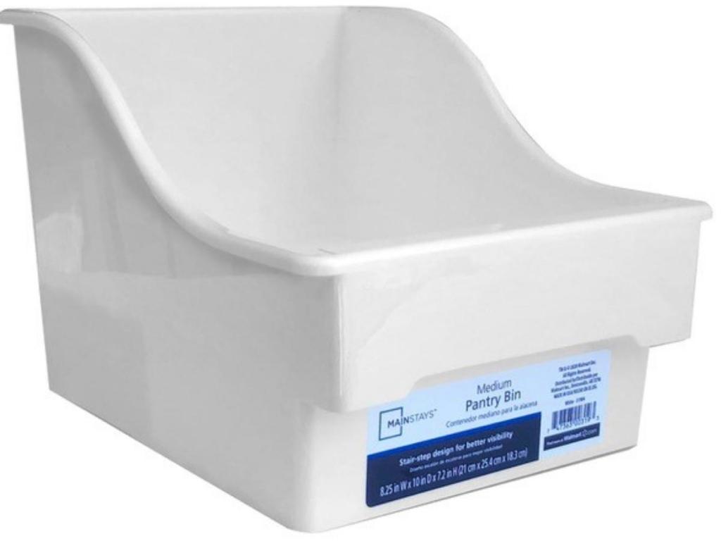 Mainstays Medium White Plastic Pantry Bin