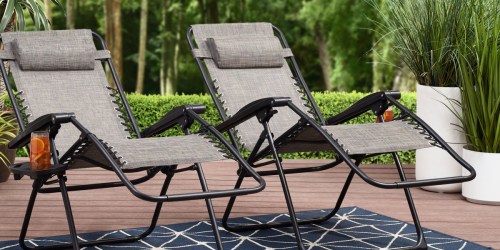 Mainstays Zero Gravity Reclining Chair 2-Pack Only $79 Shipped on Walmart.com | Five Color Choices!