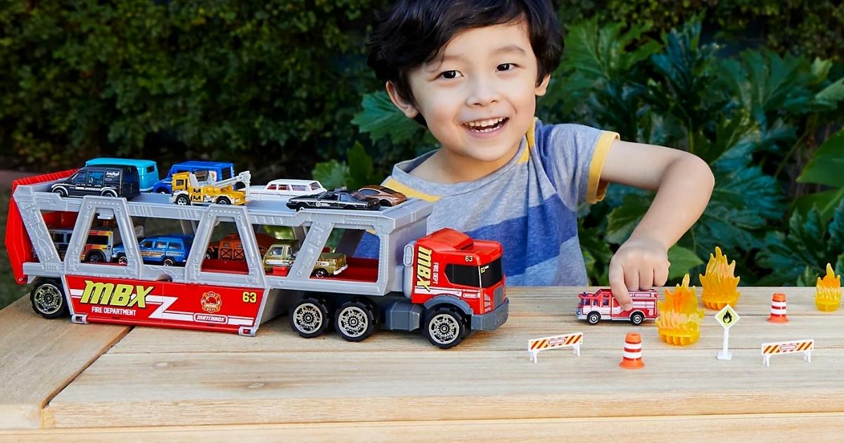 Matchbox Fire Rescue Hauler Playset with accessories