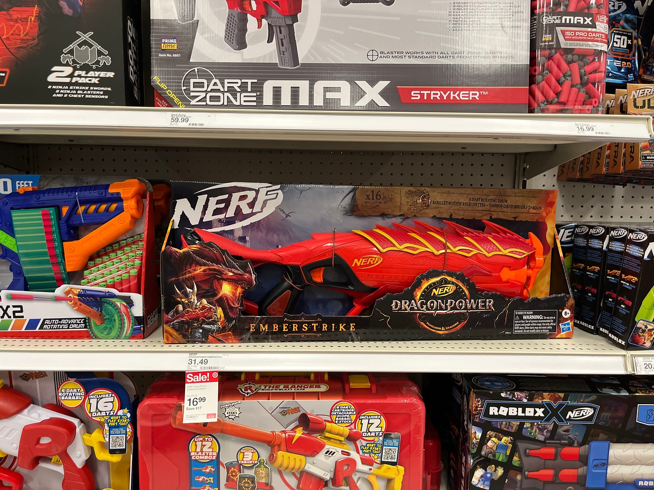 Nerf Dragon Power Blaster on Target shelf