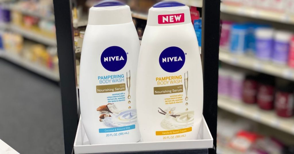 two Nivea Body Wash on a shelf