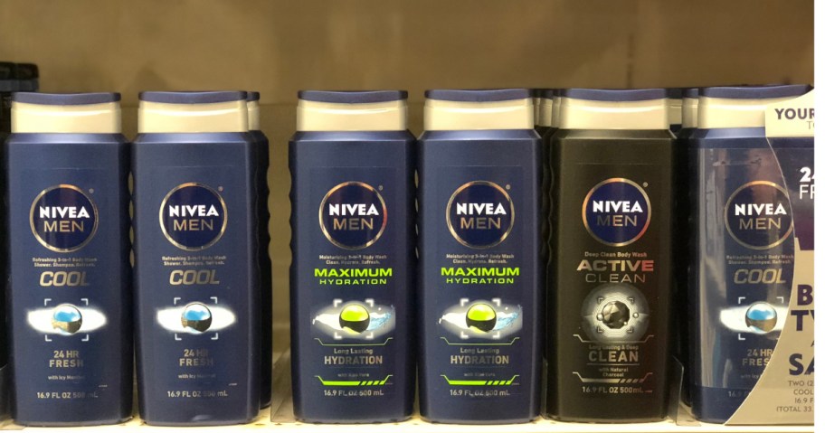 Nivea Body Washes on shelves