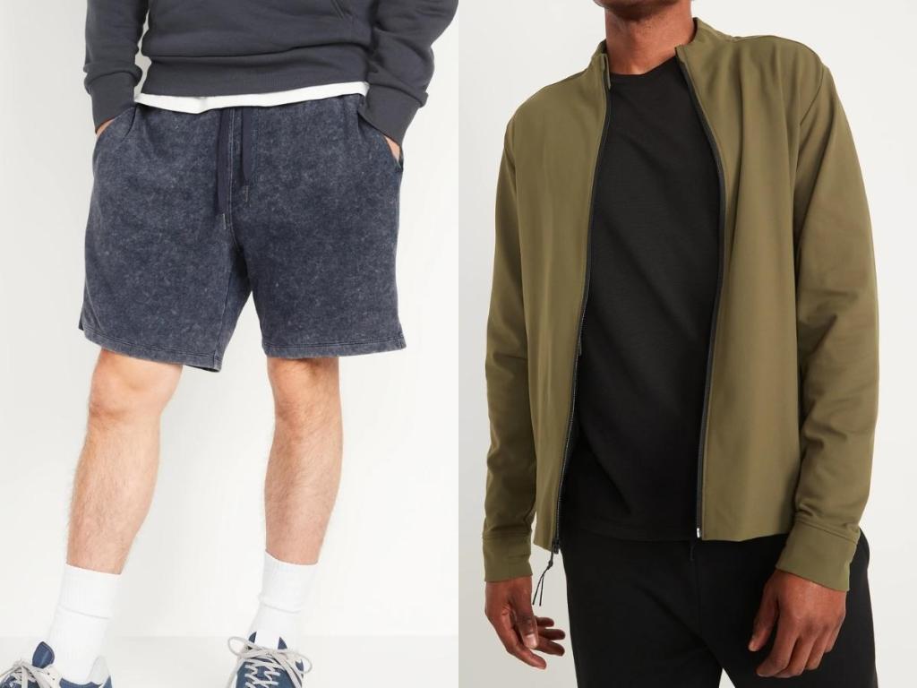old navy men's vintage shorts and powersoft jacket