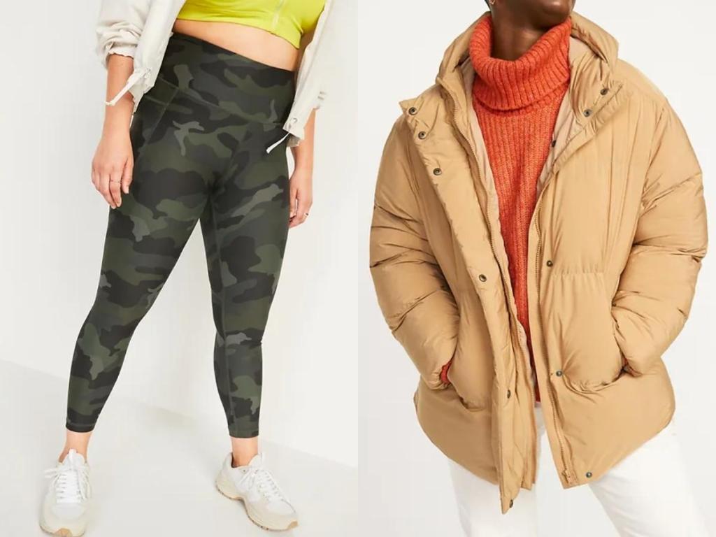 old navy women's leggings and puffer jacket