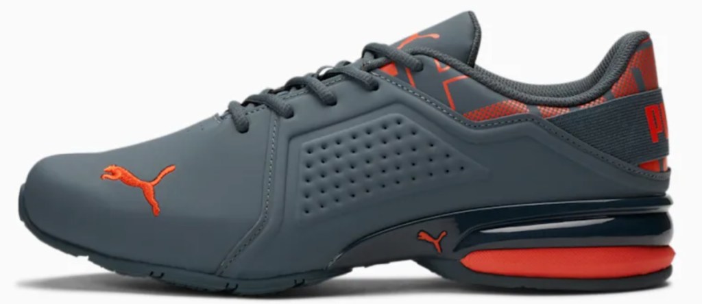 mens gray and orange sneakers