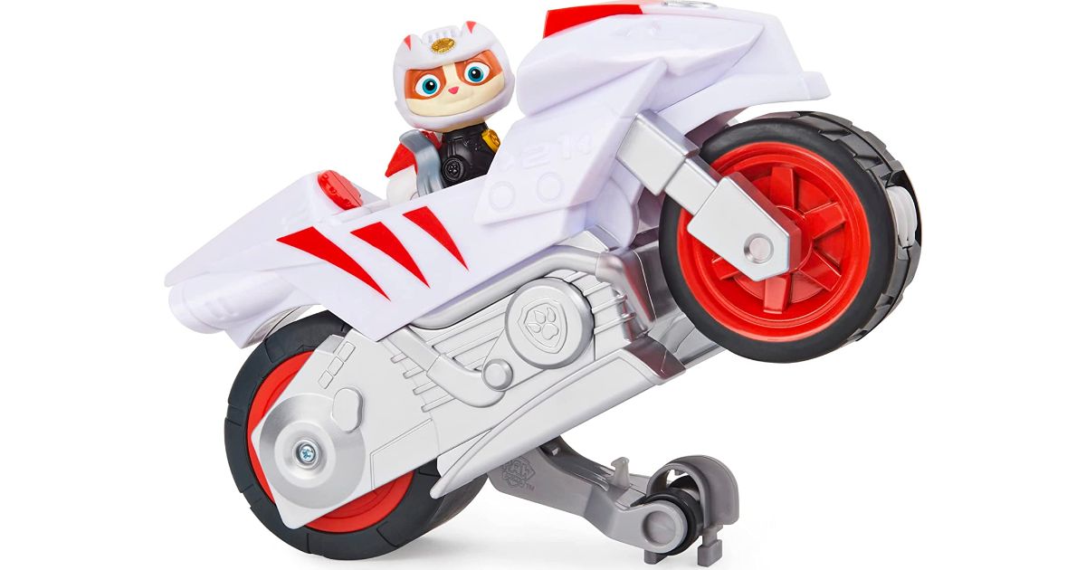 Paw patrol wild cat and his transforming moto vehicle with wheelie feature