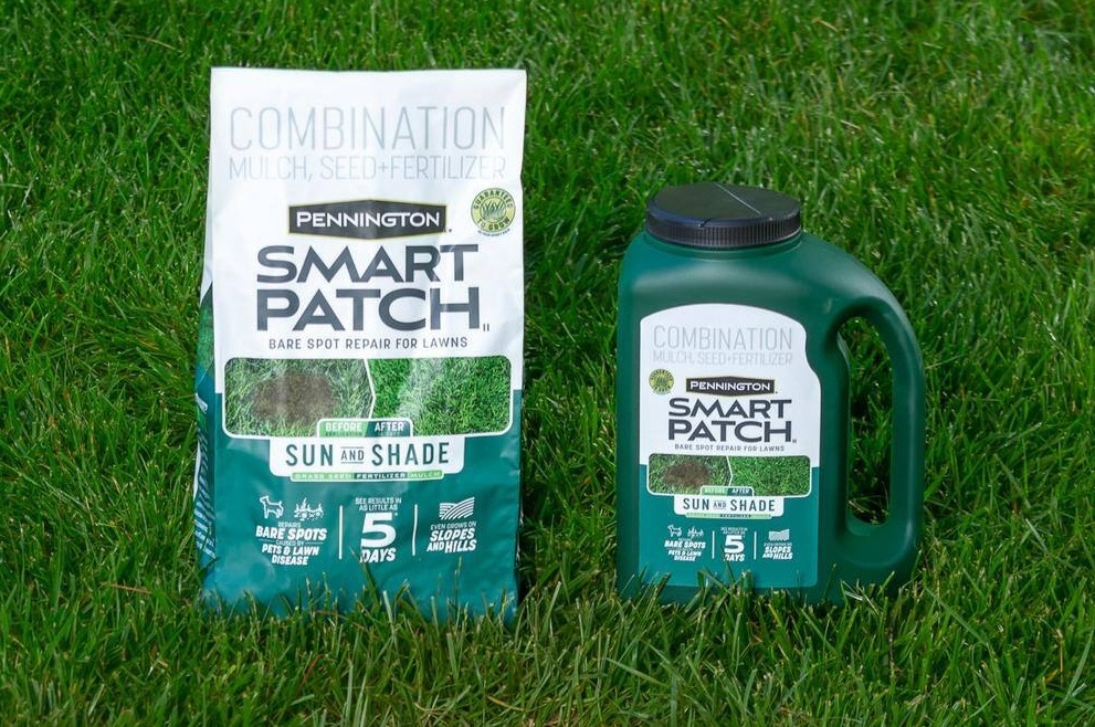 Pennington 10 lbs. Smart Patch bag and jug in grass