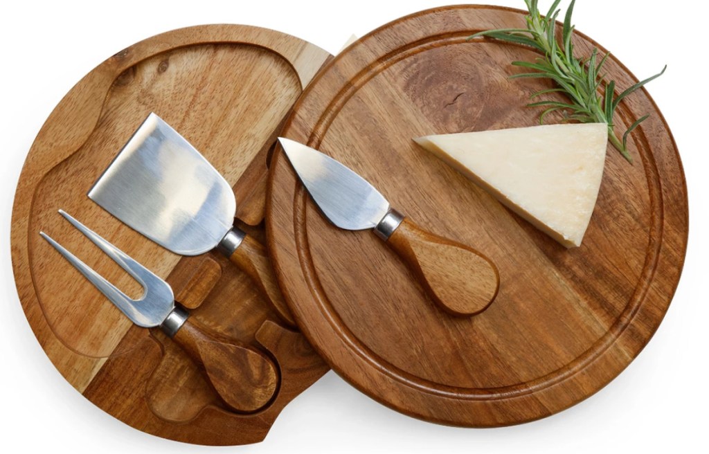  Picnic Time Toscana Acacia Brie Cheese Cutting Board & Tools Set 4 Piece Set