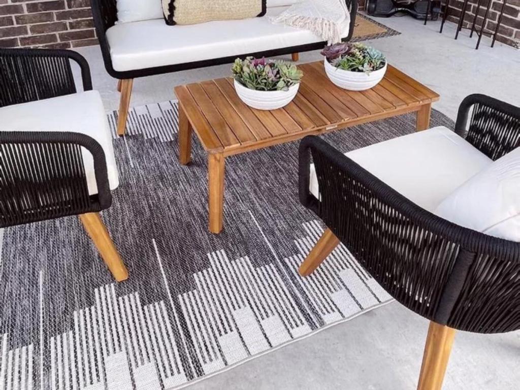Project 62 Graphic Steps Outdoor Black Rug