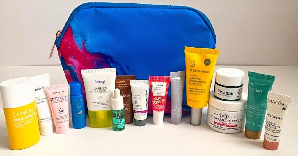 sephora sun safety kit with bag and products
