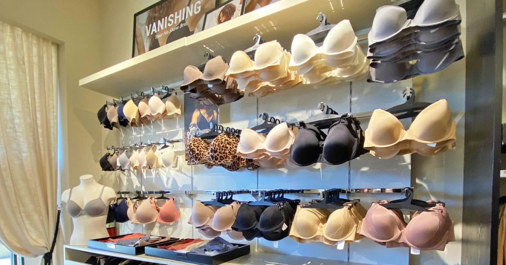 bras on display at soma store