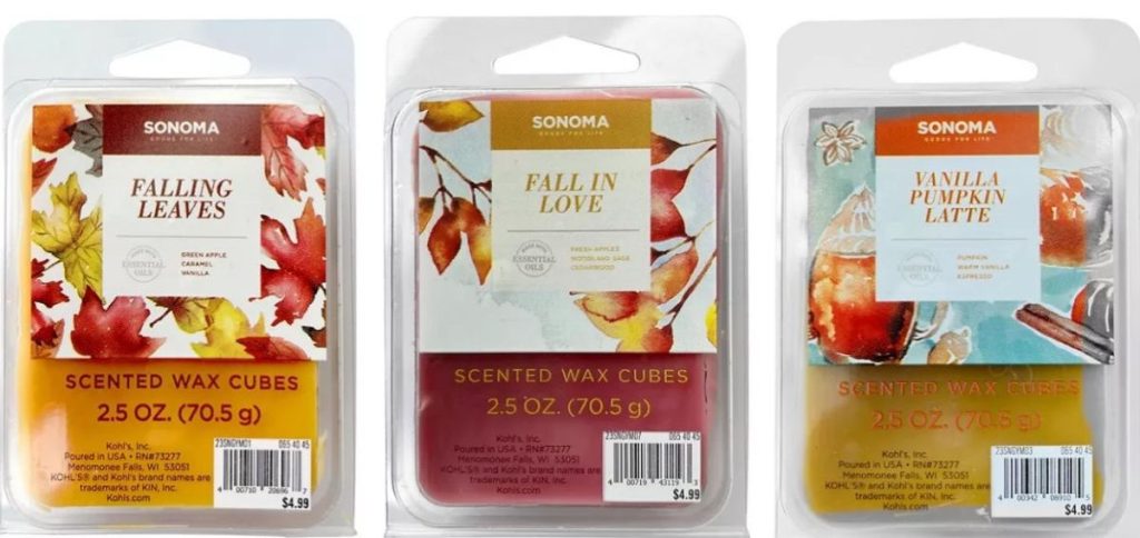 Sonoma Wax Melts in Fall Scents