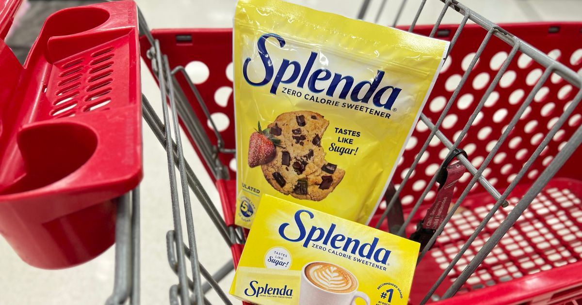 Splenda granulated and packets in a shopping cart at Target