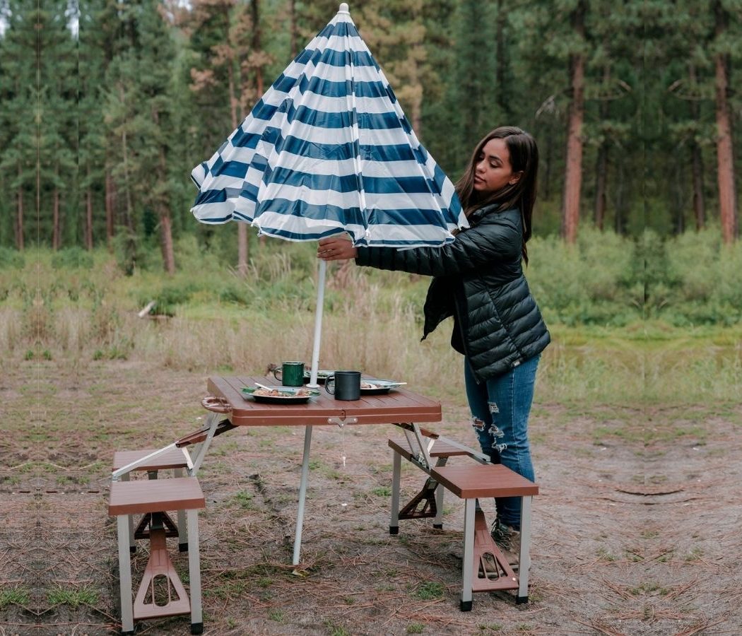 stansport portable picnic table with umbrella