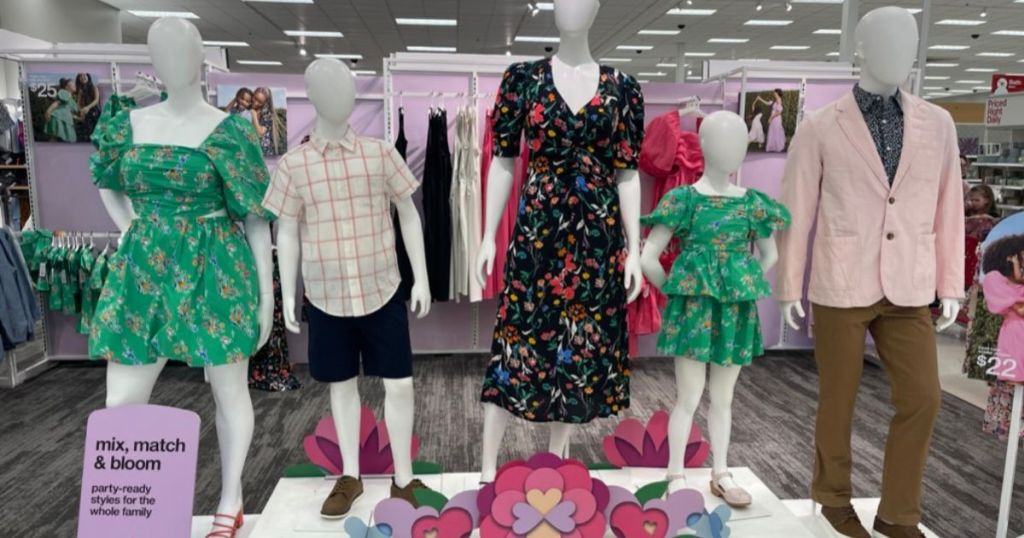 Mannequins wearing matching outfits at Target