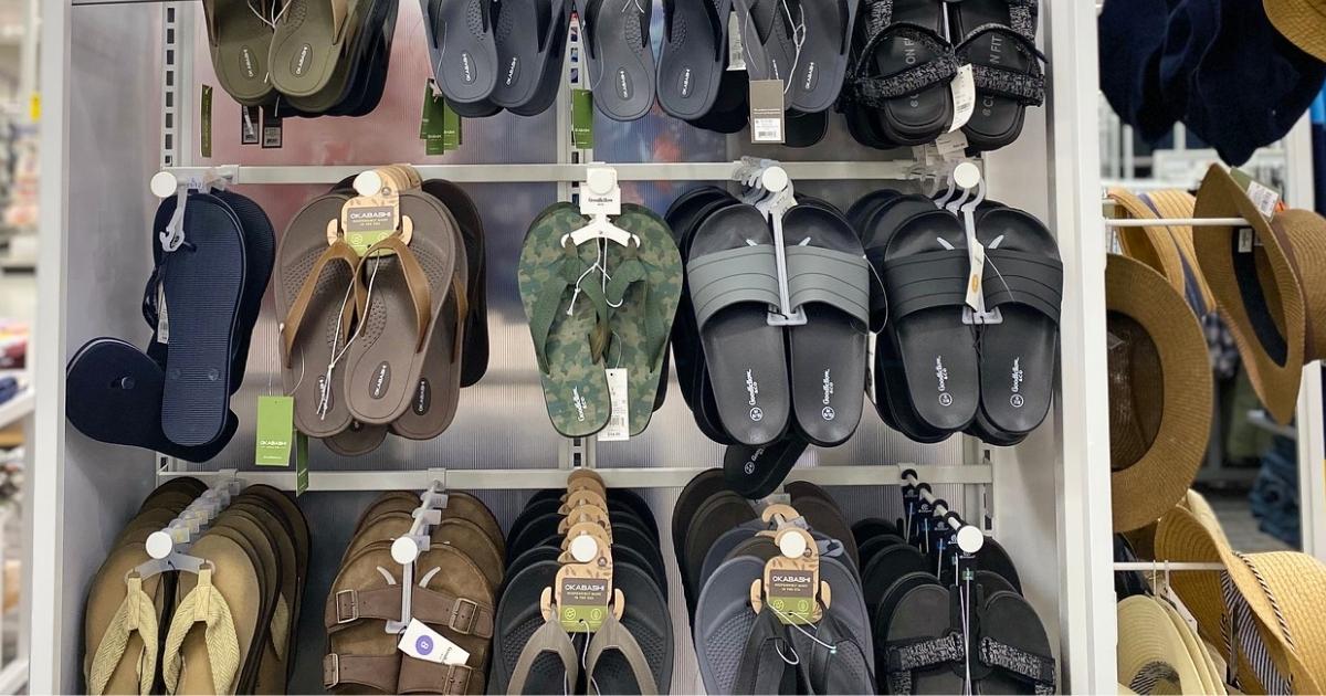 men's sandals display in-store