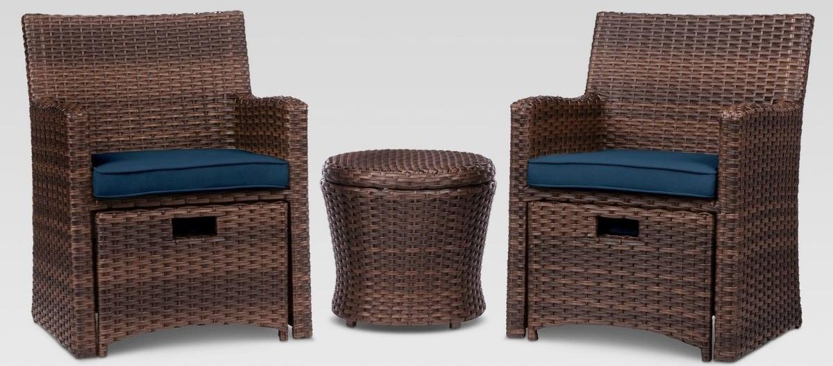 Threshold 5-Piece Wicker Small Space Patio Furniture Set in Navy