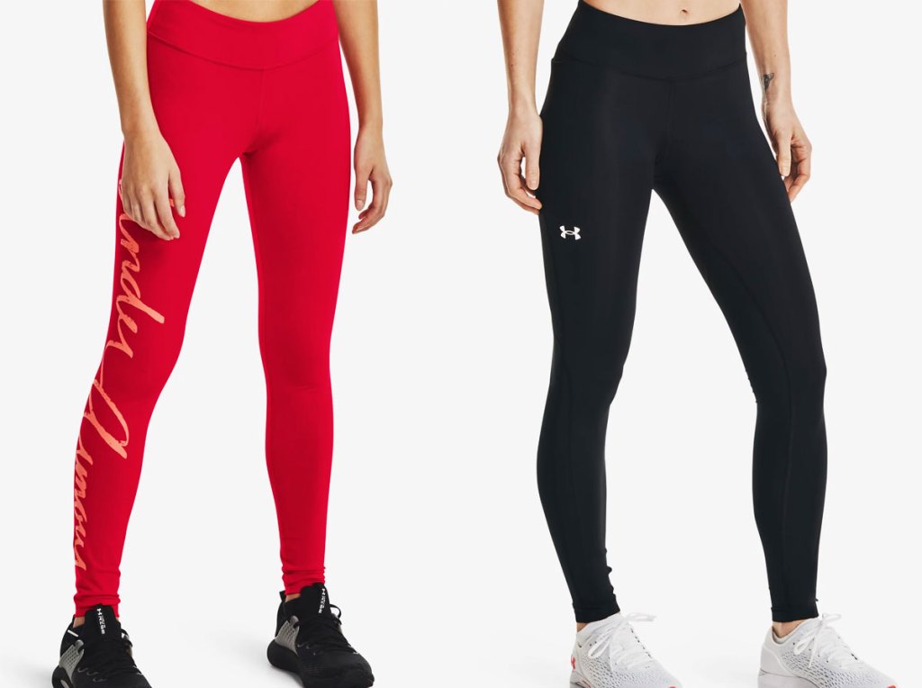 red and black under armour leggings