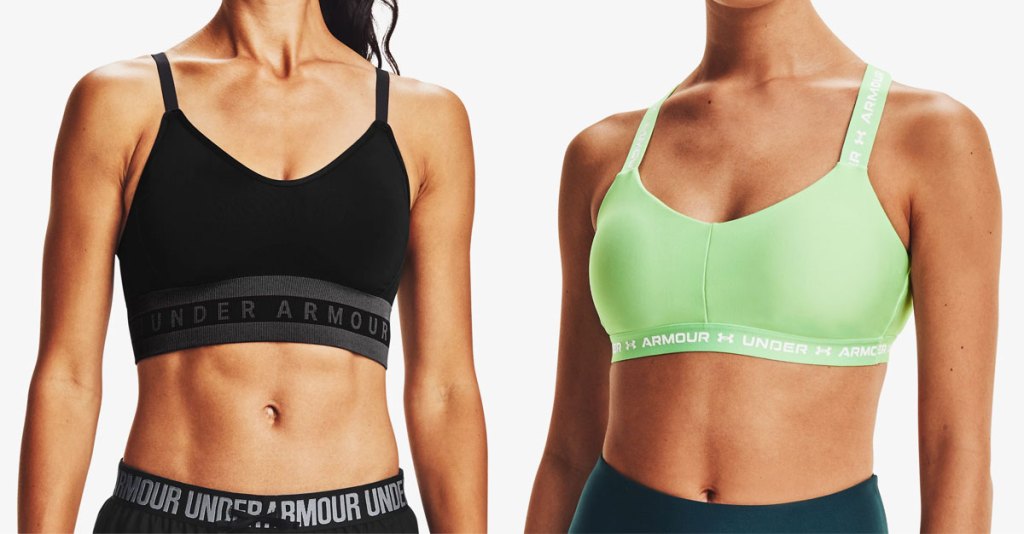 black and green under armour sports bras