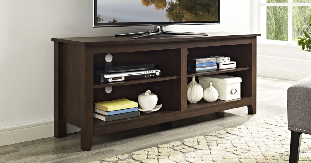 dark brown tv stand in living room
