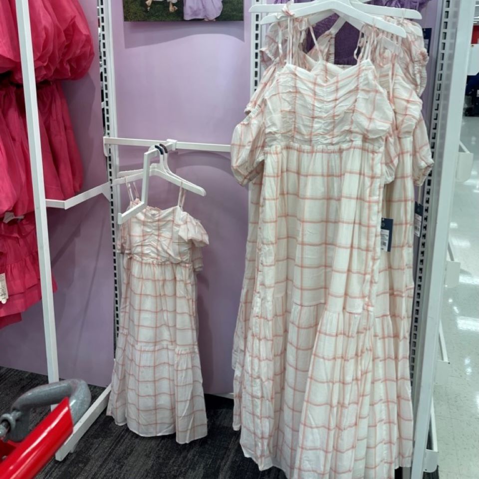 Matching dresses on hangers at Target