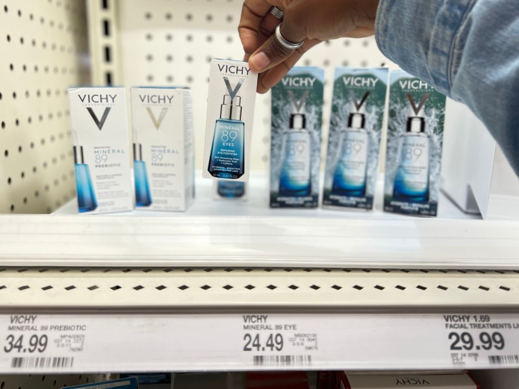 skin care serums on store shelf