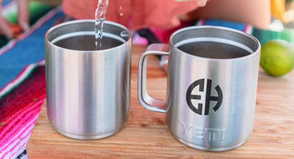 two YETI mugs