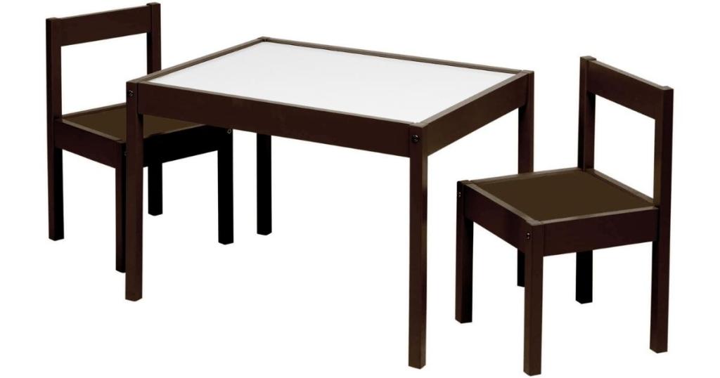 Your Zone 3-Piece Dry Erase Activity Table Play Set in Brown
