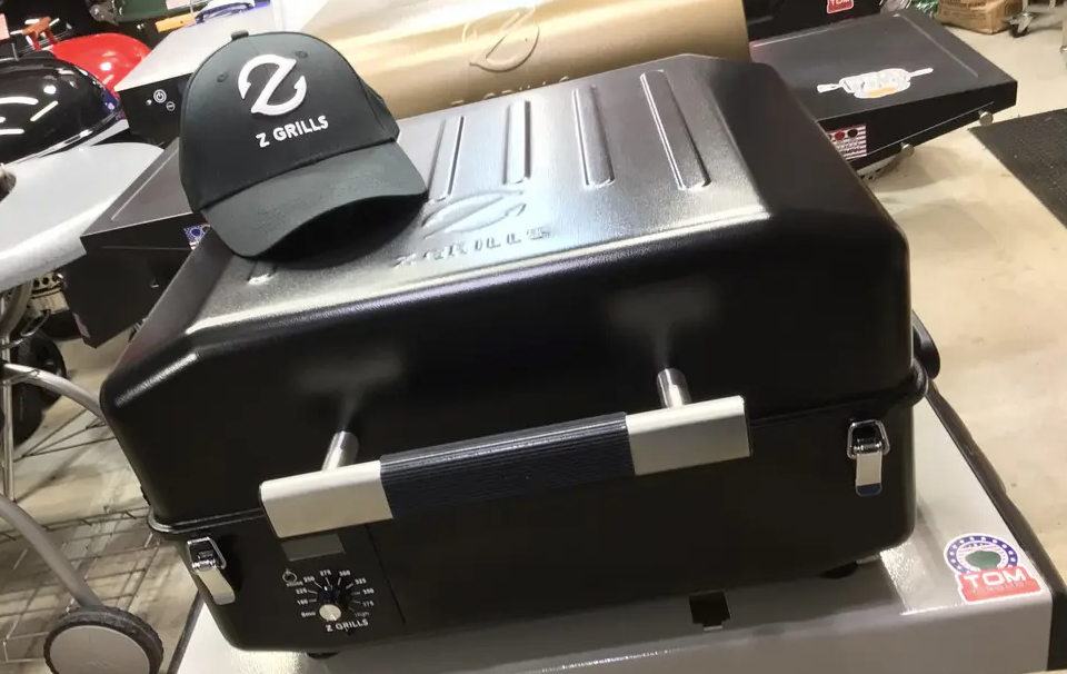 grill with a hat on it