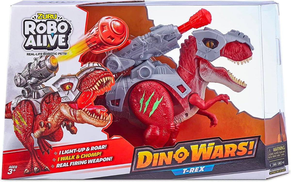 Zuru robo alive dino wars orange t-rex in product packaging.