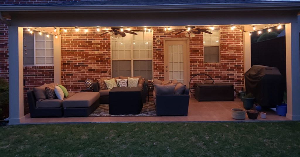 string lights on a patio backyard ideas on a budget alitade