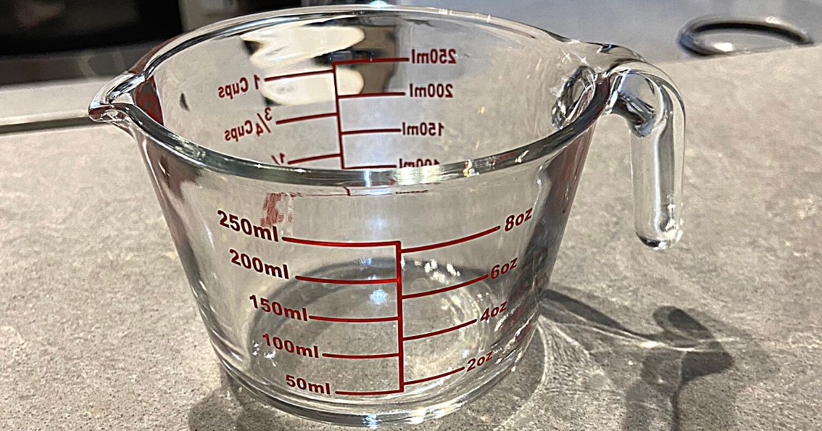 Anchor Hocking glass measuring cup on counter